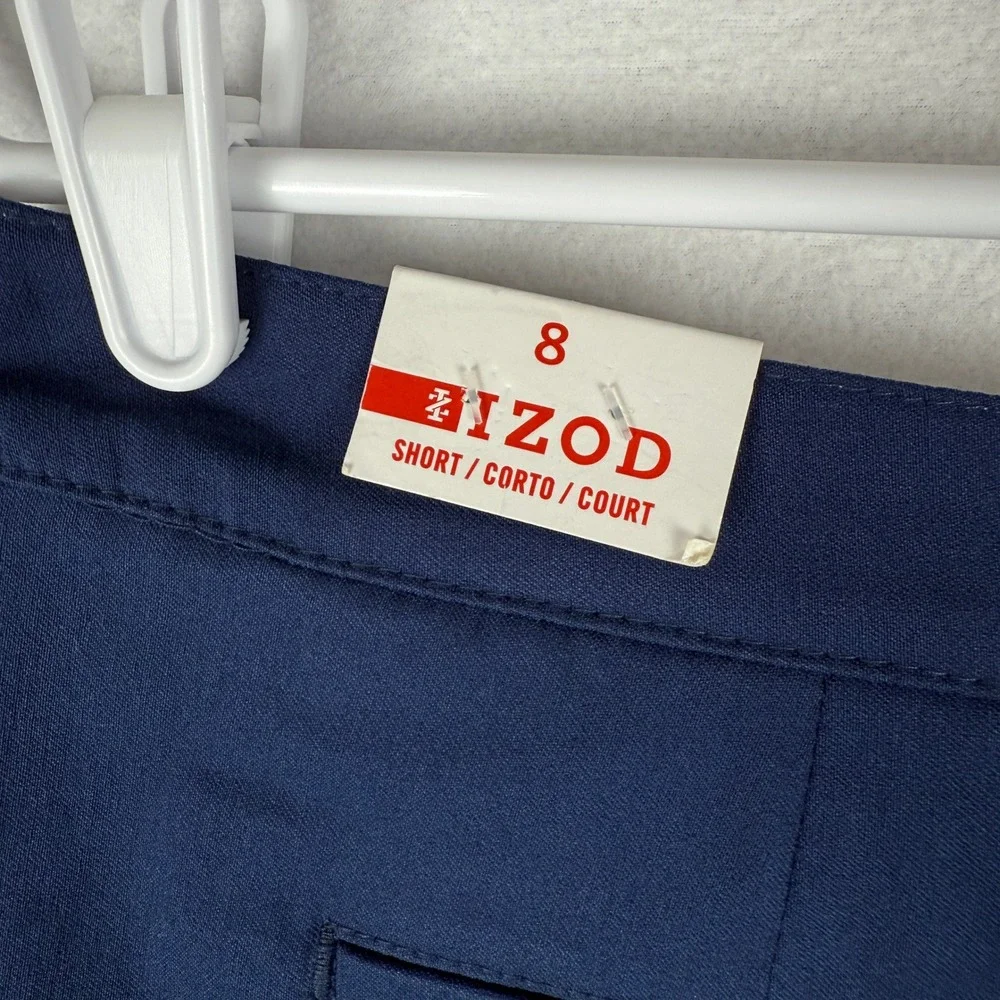 NEW‎ IZOD Chino Pants Womens 8 Short Navy Blue Straight Leg Flat Front Stretch - Picture 6 of 12